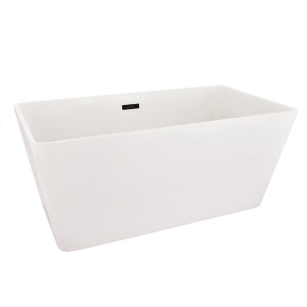 Altair 51251-BAT-WH-FB Regina 51 1/4 x 27 5/8 Inch Flatbottom Freestanding Acrylic Soaking Bathtub with Drain and Overflow - Glossy White