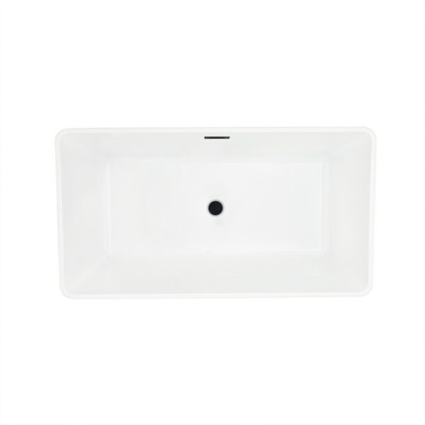 Altair 51251-BAT-WH-FB Regina 51 1/4 x 27 5/8 Inch Flatbottom Freestanding Acrylic Soaking Bathtub with Drain and Overflow - Glossy White