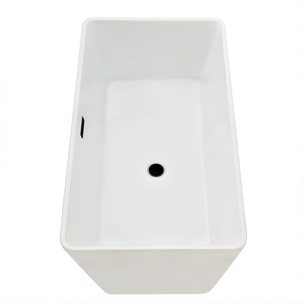 Altair 51251-BAT-WH-FB Regina 51 1/4 x 27 5/8 Inch Flatbottom Freestanding Acrylic Soaking Bathtub with Drain and Overflow - Glossy White