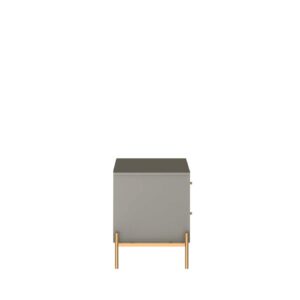 Manhattan Comfort Jasper Nightstand with Steel Gold Legs in Grey Gloss