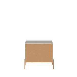 Manhattan Comfort Jasper Nightstand with Steel Gold Legs in Off White Matte