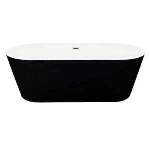 Altair 51563-BAT-BK-FC Kaprun 62 5/8 x 29 1/8 Inch Flatbottom Freestanding Acrylic Soaking Bathtub with Drain and Overflow - Glossy Black