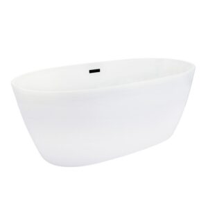 Altair 51659-BAT-WH-FB Rauris 59 1/8 x 28 3/8 Inch Flatbottom Freestanding Acrylic Soaking Bathtub with Drain and Overflow - Glossy White