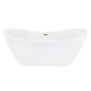 Altair 51967-BAT-WH-FS Vansza 67 x 31 1/2 Inch Flatbottom Freestanding Acrylic Soaking Bathtub with Drain and Overflow - Glossy White