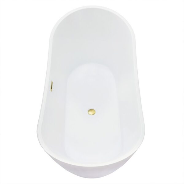 Altair 51967-BAT-WH-FS Vansza 67 x 31 1/2 Inch Flatbottom Freestanding Acrylic Soaking Bathtub with Drain and Overflow - Glossy White