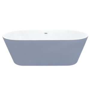 Altair 52367-BAT-GR-FC Szany 66 7/8 x 31 1/2 Inch Flatbottom Freestanding Acrylic Soaking Bathtub with Drain and Overflow - Matte Gray