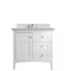 James Martin 527-V36-BW-3ESR Palisades 36 Inch Single Vanity in Bright White with 3 CM Eternal Serena Quartz Top