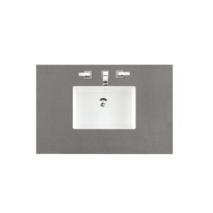 James Martin 527-V36-BW-3GEX Palisades 36 Inch Single Vanity in Bright White with 3 cm Grey Expo Quartz Top with Sink