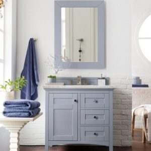 James Martin 527-V36-SL-3AF Palisades 36 Inch Single Vanity in Silver Gray with 3 cm Arctic Fall Solid Surface Top