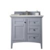 James Martin 527-V36-SL-3EJP Palisades 36 Inch Single Vanity in Silver Gray with 3 cm Eternal Jasmine Pearl Quartz Top with Sink