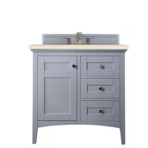 James Martin 527-V36-SL-3EMR Palisades 36 Inch Single Vanity in Silver Gray with 3 CM Eternal Marfil Quartz Top