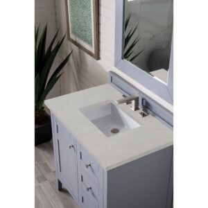 James Martin 527-V36-SL-3EMR Palisades 36 Inch Single Vanity in Silver Gray with 3 CM Eternal Marfil Quartz Top