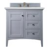 James Martin 527-V36-SL-3ENC Palisades 36 Inch Single Vanity Cabinet with Ethereal Noctis Quartz Top - Silver Gray