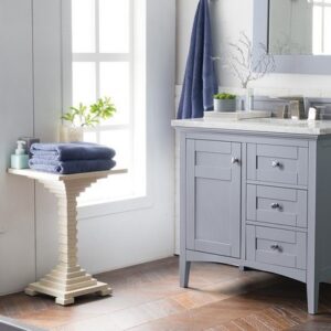 James Martin 527-V36-SL-3AF Palisades 36 Inch Single Vanity in Silver Gray with 3 cm Arctic Fall Solid Surface Top