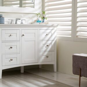 James Martin 527-V48-BW-3CAR Palisades 48 Inch Single Vanity in Bright White with 3 cm Carrara Marble Top