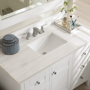 James Martin 527-V48-BW-3AF Palisades 48 Inch Single Vanity in Bright White with 3 cm Arctic Fall Solid Surface Top