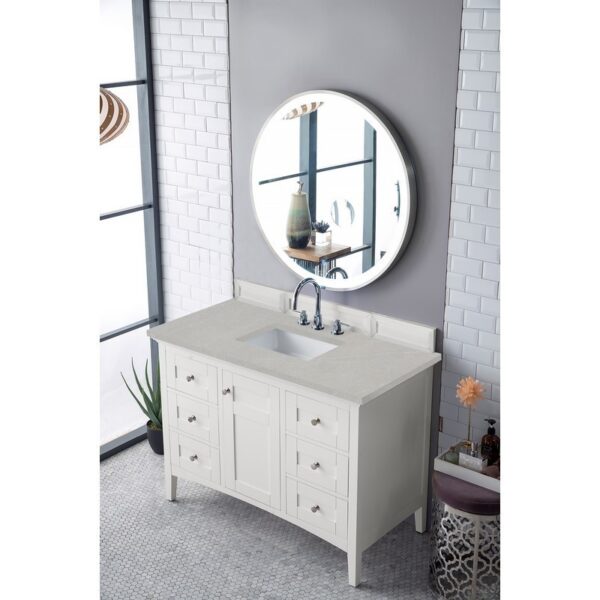 James Martin 527-V48-BW-3EMR Palisades 48 Inch Single Vanity in Bright White with 3 CM Eternal Marfil Quartz Top