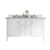 James Martin 527-V60D-BW-3CAR Palisades 60 Inch Double Vanity in Bright White with 3 cm Carrara Marble Top