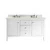 James Martin 527-V60D-BW-3EMR Palisades 60 Inch Double Vanity in Bright White with 3 CM Eternal Marfil Quartz Top