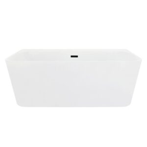 Altair 52863-BAT-WH Groda 63 x 29 1/2 Inch Flatbottom Freestanding Acrylic Soaking Bathtub with Drain and Overflow in Glossy White