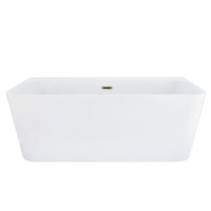 Altair 52863-BAT-WH Groda 63 x 29 1/2 Inch Flatbottom Freestanding Acrylic Soaking Bathtub with Drain and Overflow in Glossy White