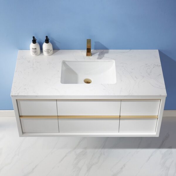 Altair 534048-WH-AW-NM Morgan 48 Inch Single Sink Bathroom Vanity with Composite Carrara White Stone Countertop