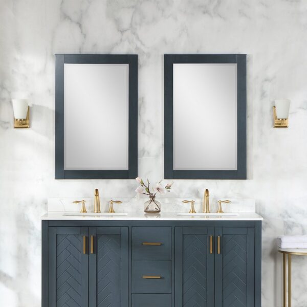 Altair 535024-MIR-CB Maribella 24 Inch Rectangular Bathroom Wood Framed Wall Mirror - Classical Blue