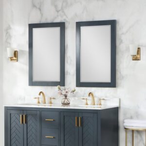 Altair 535024-MIR-CB Maribella 24 Inch Rectangular Bathroom Wood Framed Wall Mirror - Classical Blue