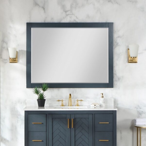 Altair 535048-MIR-CB Maribella 48 Inch Rectangular Bathroom Wood Framed Wall Mirror - Classical Blue