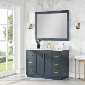 Altair 535048-MIR-CB Maribella 48 Inch Rectangular Bathroom Wood Framed Wall Mirror - Classical Blue