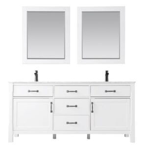 Altair 535072-CA Maribella 72 Inch Double Sink Bathroom Vanity Set with Carrara White Marble Countertop and Mirror