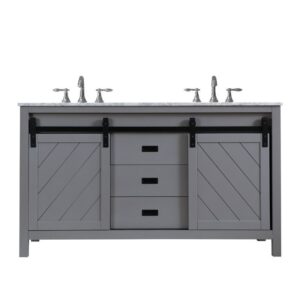 Altair 536060-CA-NM Kinsley 60 Inch Double Sink Bathroom Vanity with Carrara White Marble Countertop