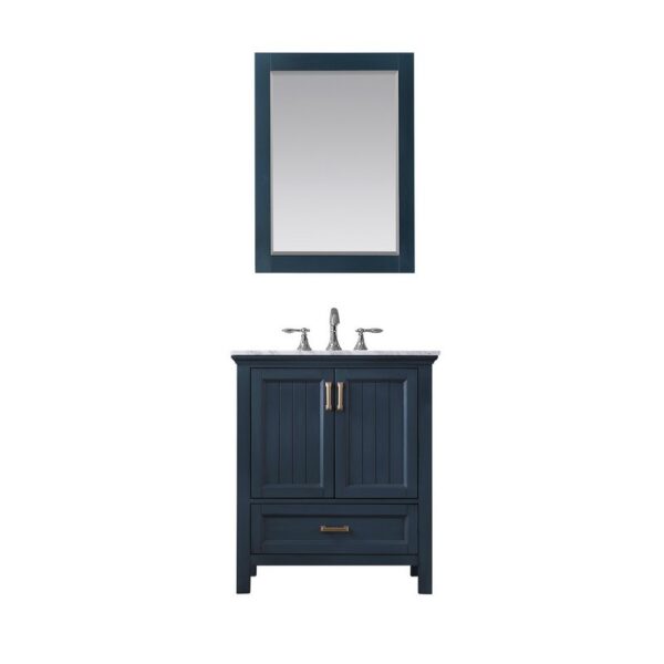 Altair 538030-CA Isla 30 Inch Single Sink Bathroom Vanity Set with Carrara White Marble Countertop and Mirror