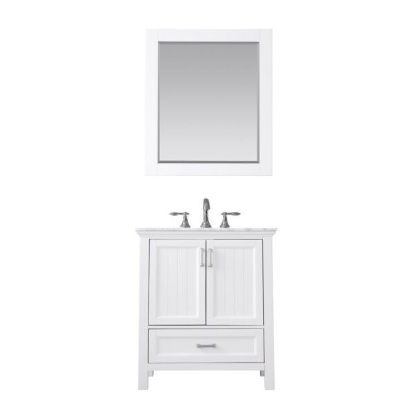 Altair 538030-CA Isla 30 Inch Single Sink Bathroom Vanity Set with Carrara White Marble Countertop and Mirror