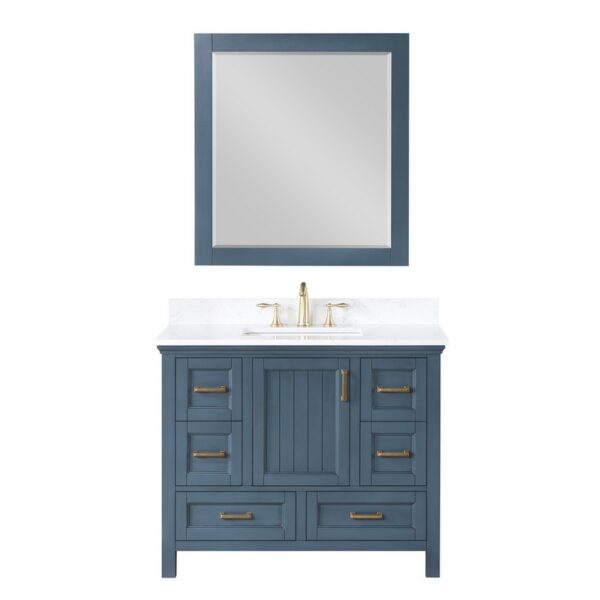 Altair 538042-AW Isla 42 Inch Single Sink Bathroom Vanity Set and Composite Carrara White Stone Countertop with Mirror