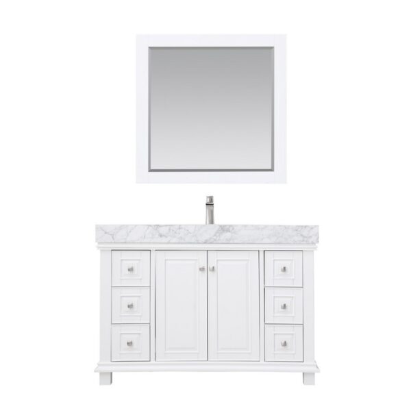 Altair 539048-CA Jardin 48 Inch Single Sink Bathroom Vanity Set with Carrara White Marble Countertop and Mirror