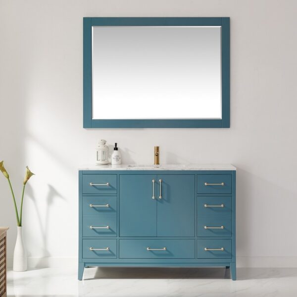 Altair 541048-MIR-RG Sutton 48 Inch Rectangular Bathroom Wood Framed Wall Mirror - Royal Green