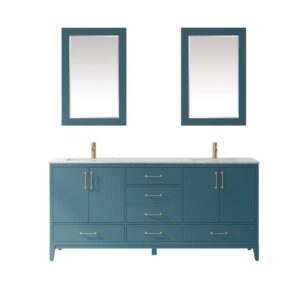 Altair 541072-CA Sutton 72 Inch Double Sink Bathroom Vanity Set with Carrara White Marble Countertop and Mirror