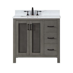 Altair 542036-AW-NM Hadiya 36 Inch Single Sink Bathroom Vanity Set with Aosta White Composite Stone Countertop without Mirror