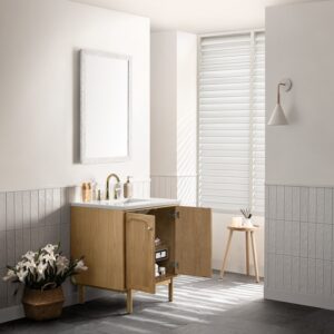 James Martin 545-V30-LNO-3AF Laurent 30 Inch Light Natural Oak Single Sink Vanity with 3 cm Arctic Fall Top