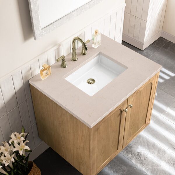 James Martin 545-V30-LNO-3EMR Laurent 30 Inch Light Natural Oak Single Sink Vanity with 3 cm Eternal Marfil Top