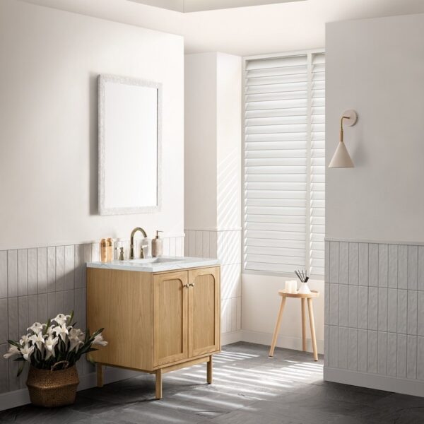 James Martin 545-V30-LNO-3ENC Laurent 30 Inch Light Natural Oak Single Sink Vanity with 3 cm Ethereal Noctis Top