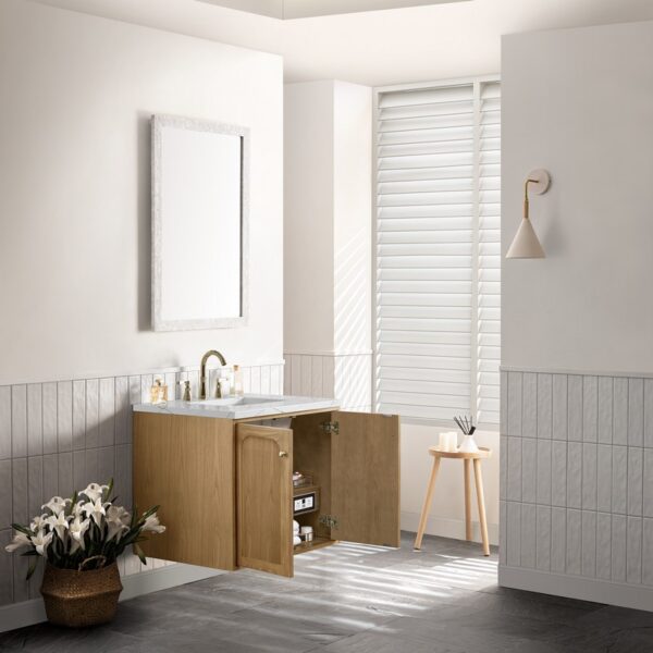 James Martin 545-V30-LNO-3ENC Laurent 30 Inch Light Natural Oak Single Sink Vanity with 3 cm Ethereal Noctis Top