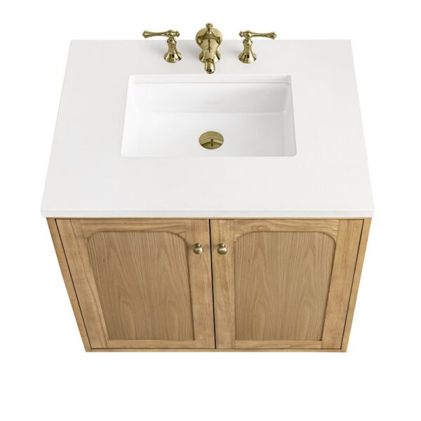 James Martin 545-V30-LNO-3WZ Laurent 30 Inch Single Vanity in Light Natural Oak with 3cm White Zeus Top