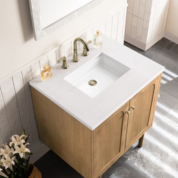 James Martin 545-V30-LNO-3WZ Laurent 30 Inch Single Vanity in Light Natural Oak with 3cm White Zeus Top