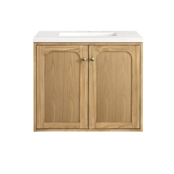 James Martin 545-V30-LNO-3WZ Laurent 30 Inch Single Vanity in Light Natural Oak with 3cm White Zeus Top