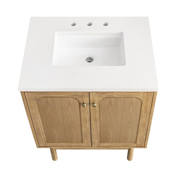 James Martin 545-V30-LNO-3WZ Laurent 30 Inch Single Vanity in Light Natural Oak with 3cm White Zeus Top