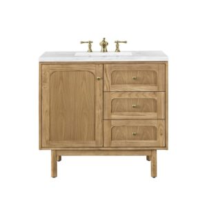 James Martin 545-V36-LNO-3AF Laurent 36 Inch Light Natural Oak Single Sink Vanity with 3 cm Arctic Fall Top