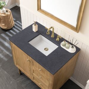 James Martin 545-V36-LNO-3CSP Laurent 36 Inch Light Natural Oak Single Sink Vanity with 3 cm Charcoal Soapstone Top