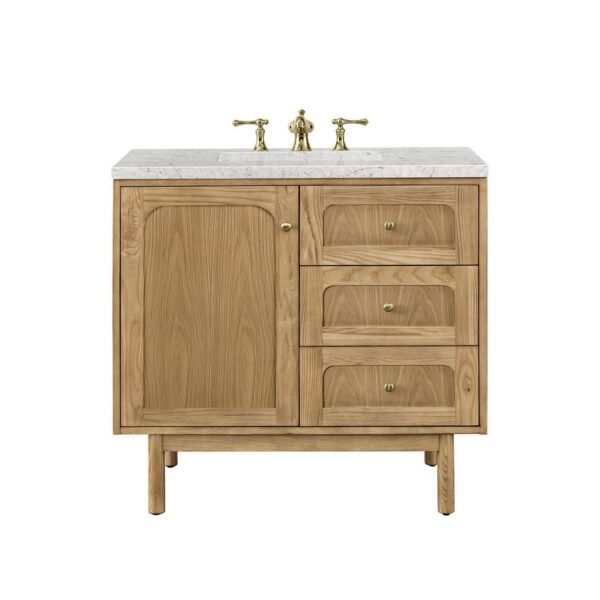 James Martin 545-V36-LNO-3EJP Laurent 36 Inch Light Natural Oak Single Sink Vanity with 3 cm Eternal Jasmine Pearl Top